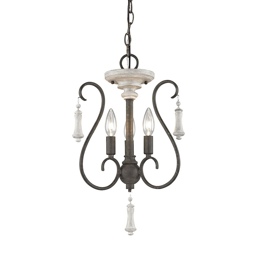Porto Cristo 3 Light Chandelier in Palermo Rust with Birch Accents