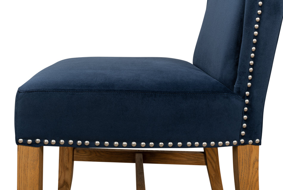 High Back Dining Chair Blue Velvet