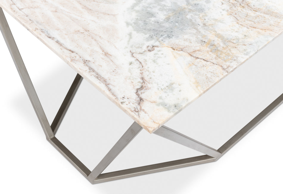 Trapezoid Coffee Table Marble Top