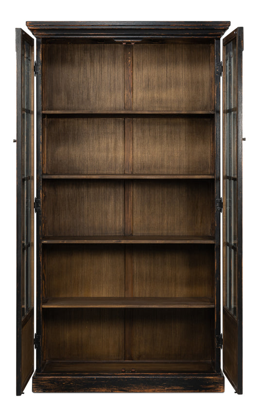 Edgar Allan Glass Bookcase Antique Black