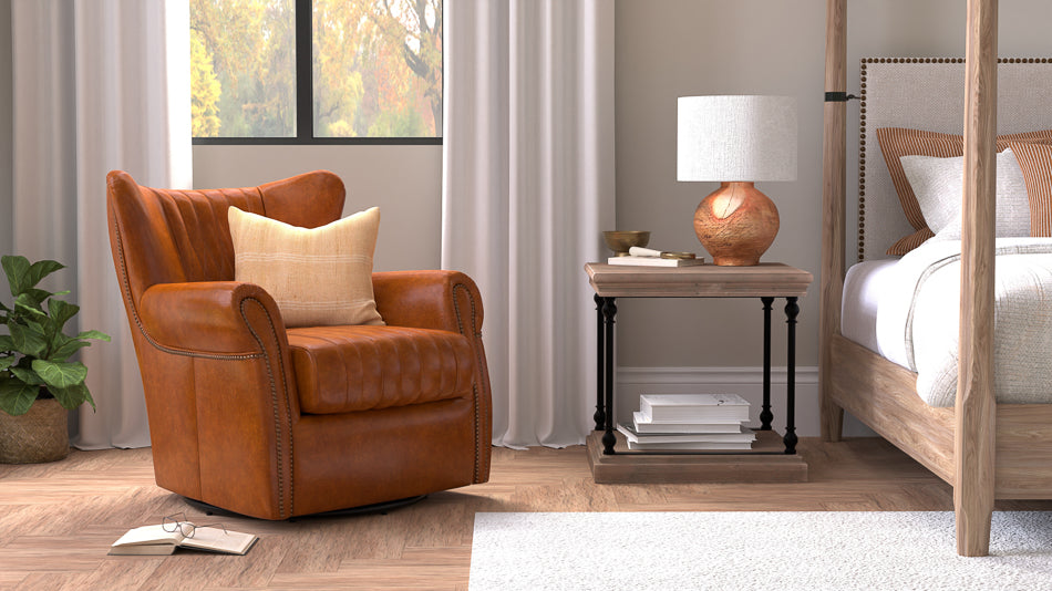 Bugatti Leather Swivel Chair