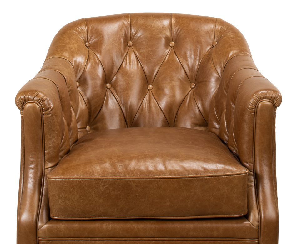 Coolidge Leather Swivel Chair Cuba Brn