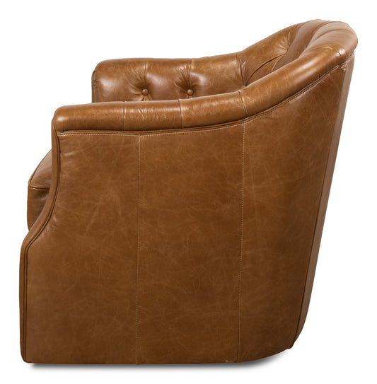Coolidge Leather Swivel Chair Cuba Brn