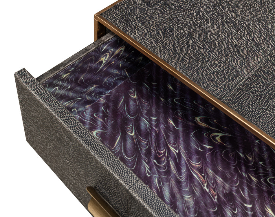 Gideon Shagreen 3 Drawer Side Table Gry