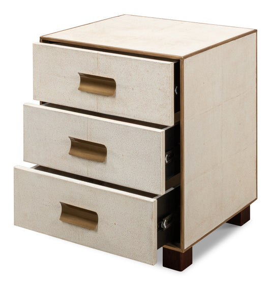 Shagreen 3 Drawer Side Tableosprey Wht