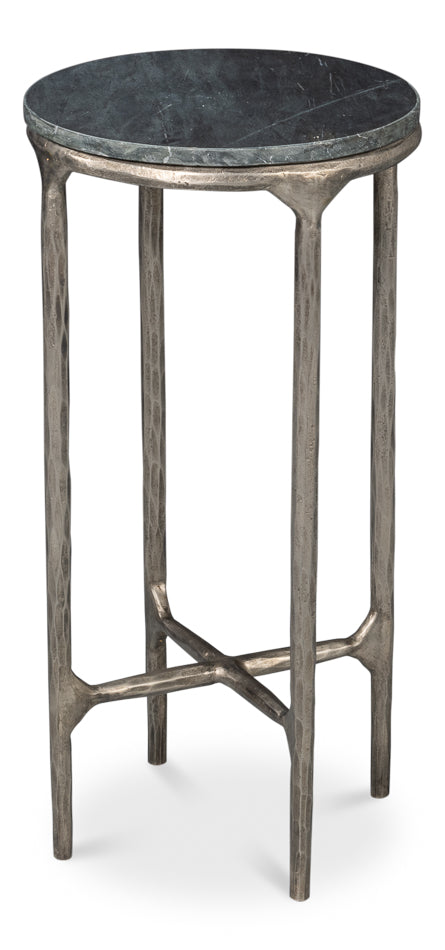 Derrick Iron End Table With Marble Top