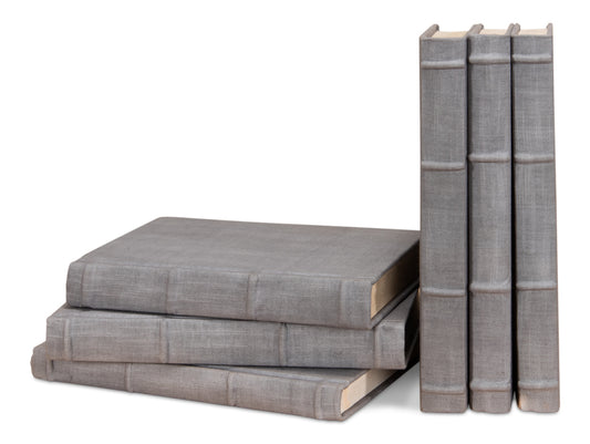 Heather Gray Linen Books Set/12