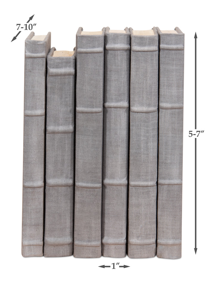 Heather Gray Linen Books Set/12