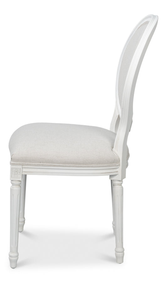 Hugo Oval Side Chair Cortina White
