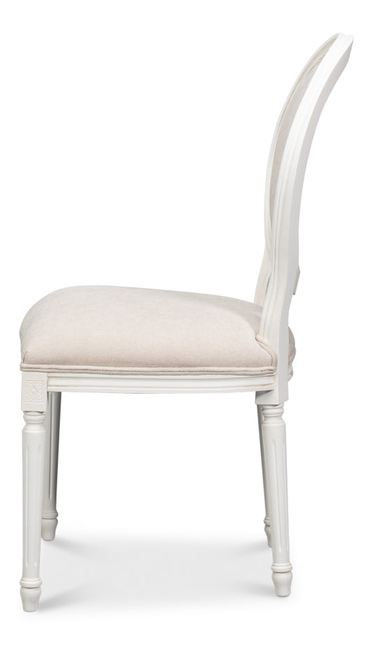 Hugo Oval Side Chaircortina White