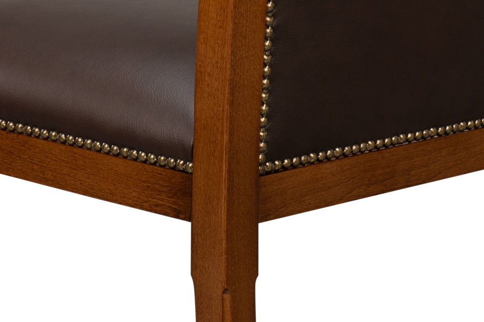 Camile Leather Side Chair Brown