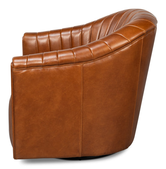 Essex Swivel Chair Havana Brown Leather