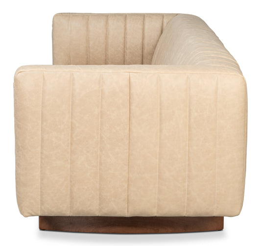 Denys Leather Sofa Cappuccino White