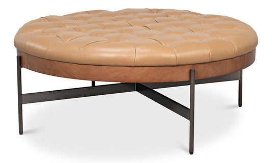 Corbet Cocktail Ottoman Caramel Brown