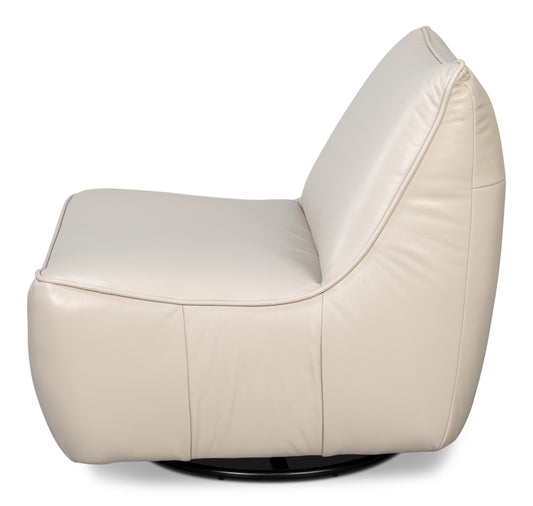 Kennett Swivel Chaircrystal White Leath