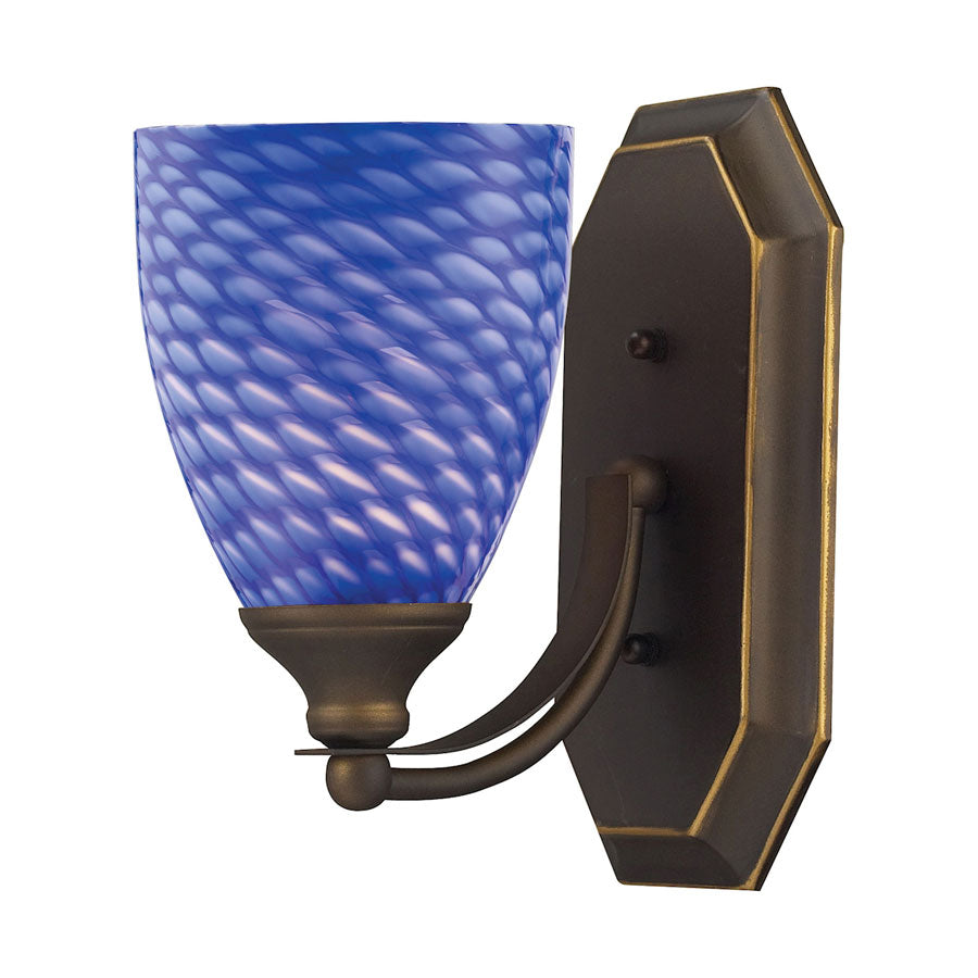 Vanity 1 Lt Aged Bronze with Sapphire Glass