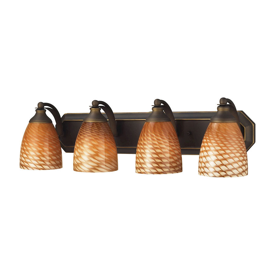 Vanity 4 Light in Aged Bronze with Coco Glass