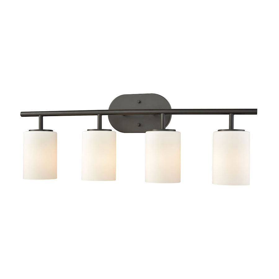 Pemlico 4 Light Vanity in Oil Rubbed Bronze with White Glass