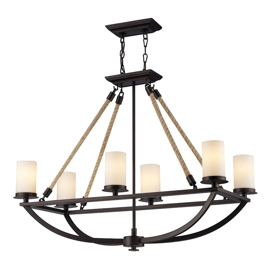 6 light chandelier in Aged Bronze