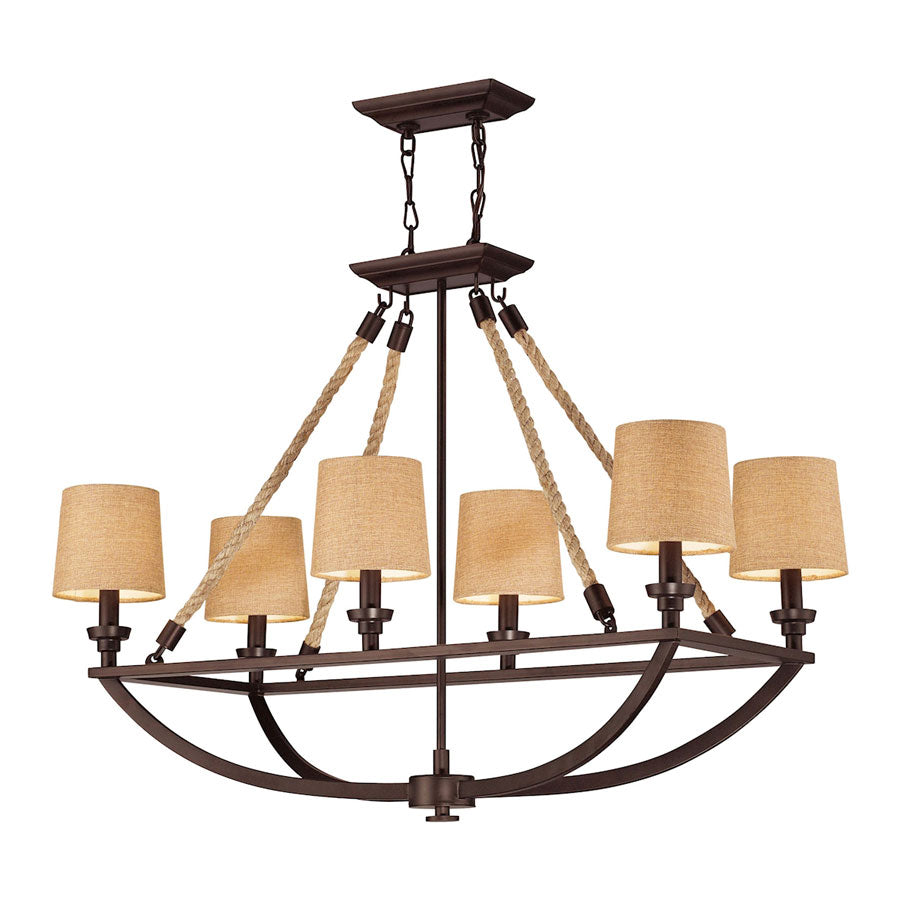 6 light chandelier in Aged Bronze