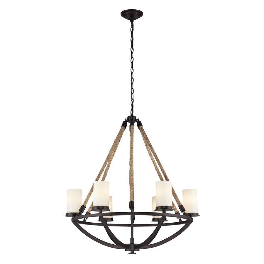 6 light chandelier in Aged Bronze