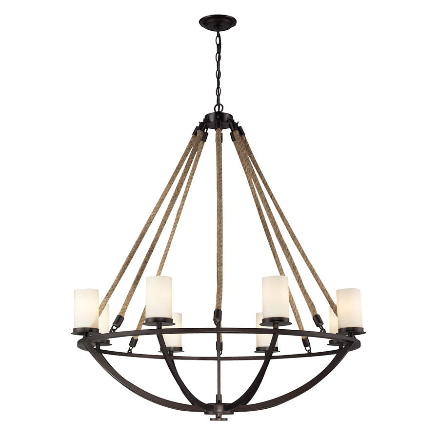 8 light chandelier in Aged Bronze