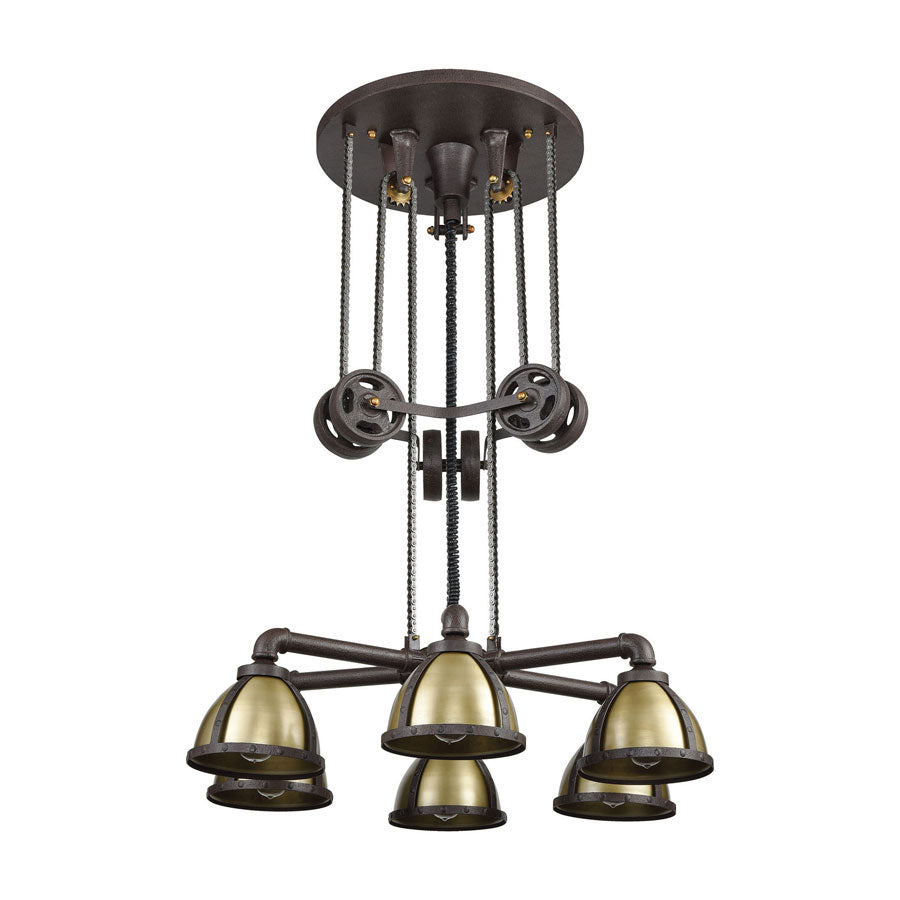 Torque 6 Chandelier Vintage Rust/Vintage Brass