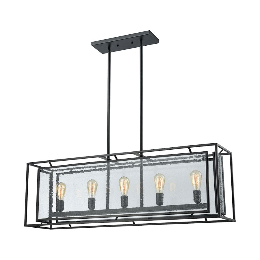Eastgate 5 Light Chandelier in Textured Black with Seedy Glass