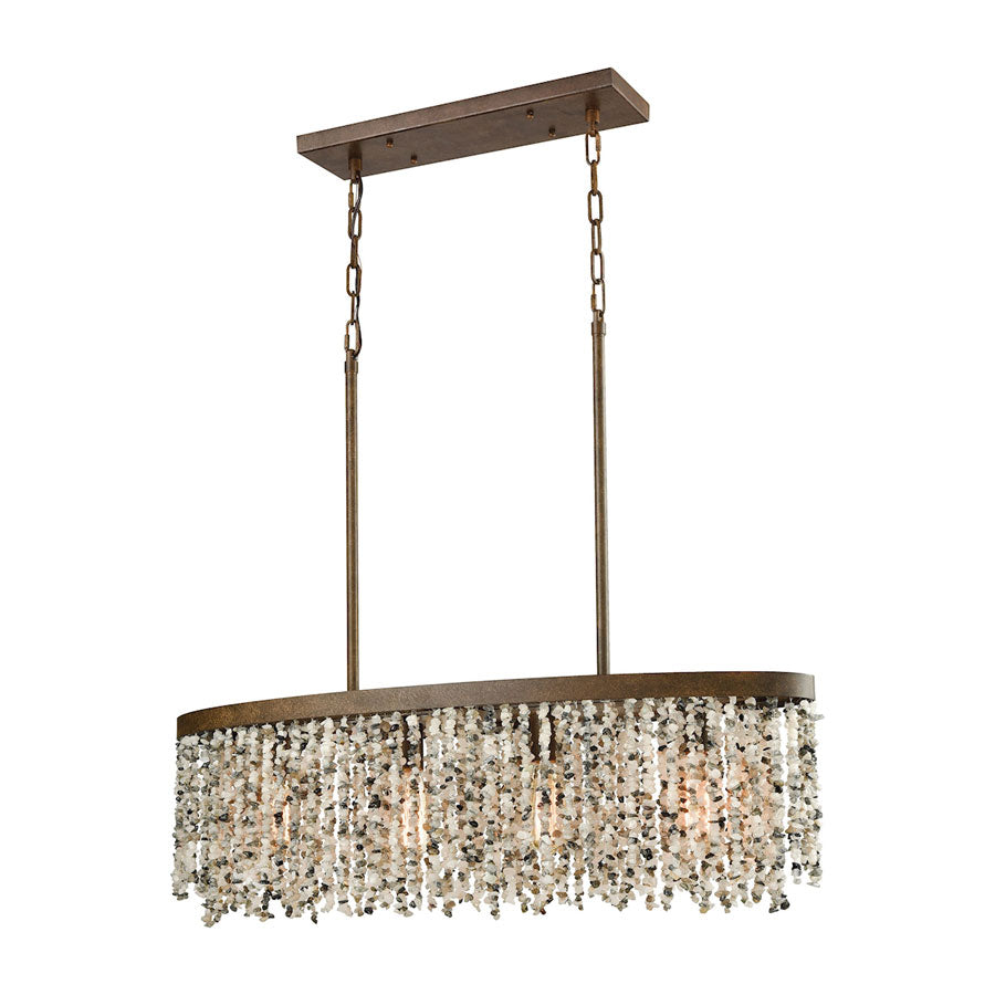 Agate Stones 4 Light Chandelier in Weathered Bronze with Gray Agate Stones