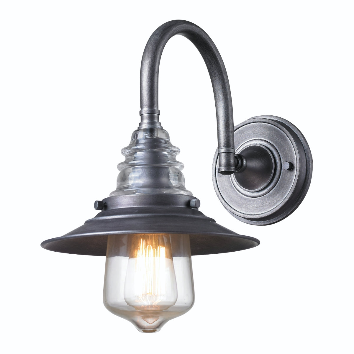 1 light 14" H sconce in Weathered Zinc