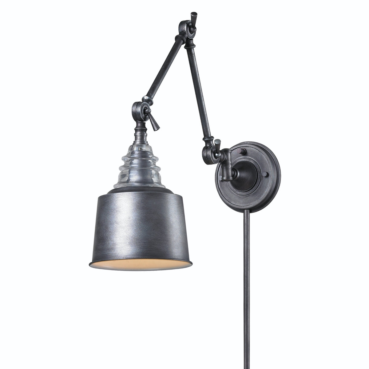 1 light 18" swingarm sconce in Weathered Zinc