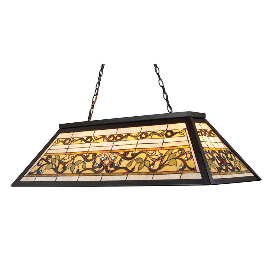 Tiffany Game Room Lighting 4-Light Chandelier in Tiffany Bronze Metal