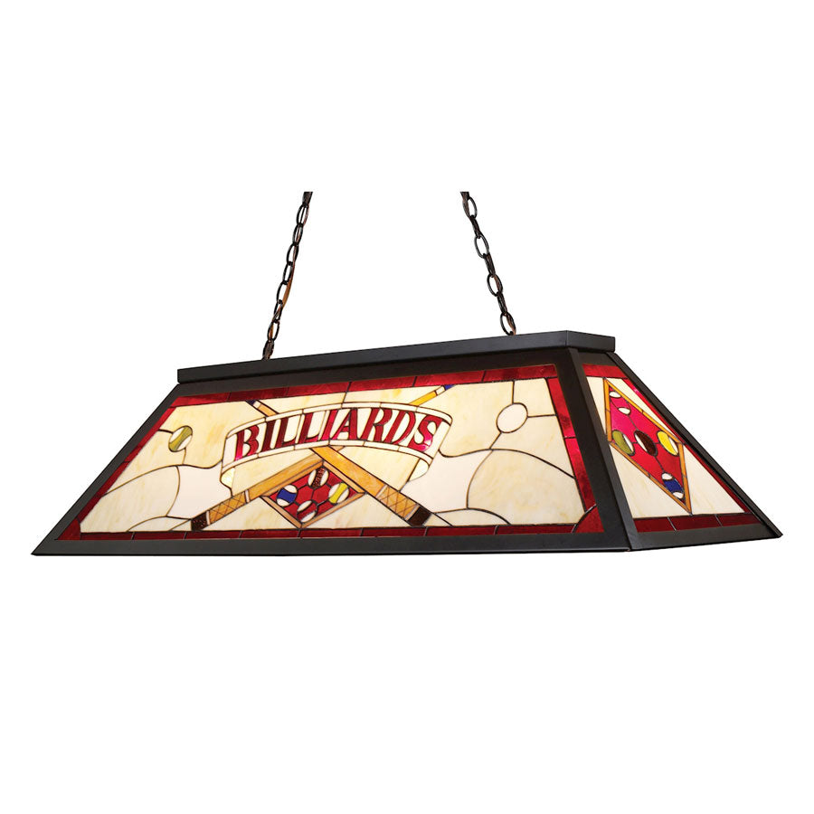 Tiffany Game Room Lighting 4-Light Chandelier in Tiffany Bronze Metal