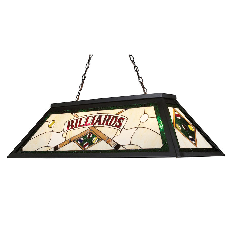 Tiffany Game Room Lighting 4-Light Chandelier in Tiffany Bronze Metal