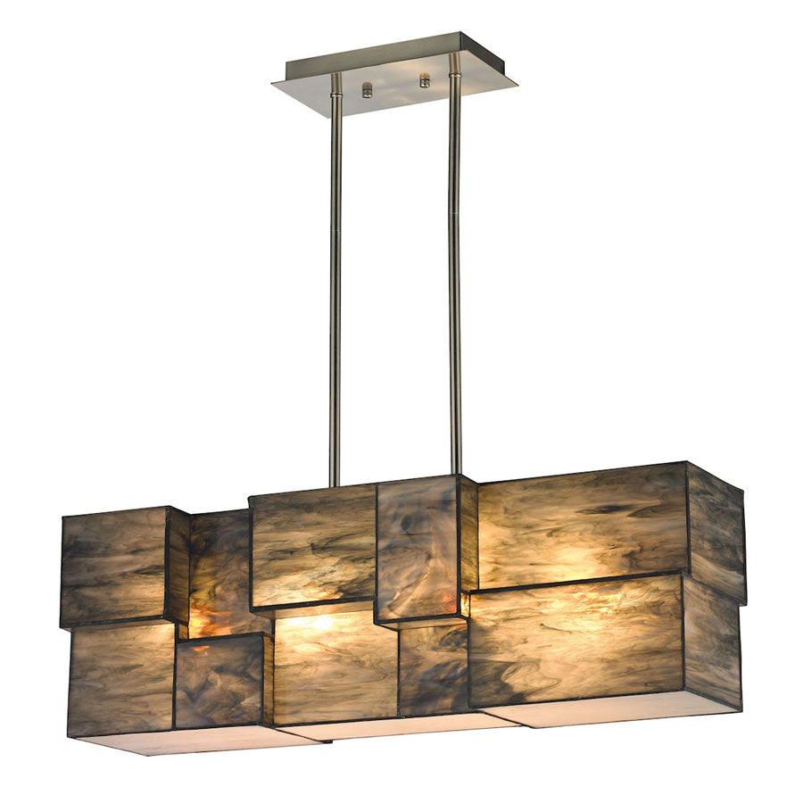 Cubist Collection 4 light chandelier in Brushed Nickel