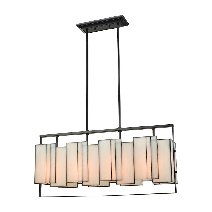 Stratus 4 Light Chandelier in Oil Rubbed Bronze with Bone Tiffany Glass