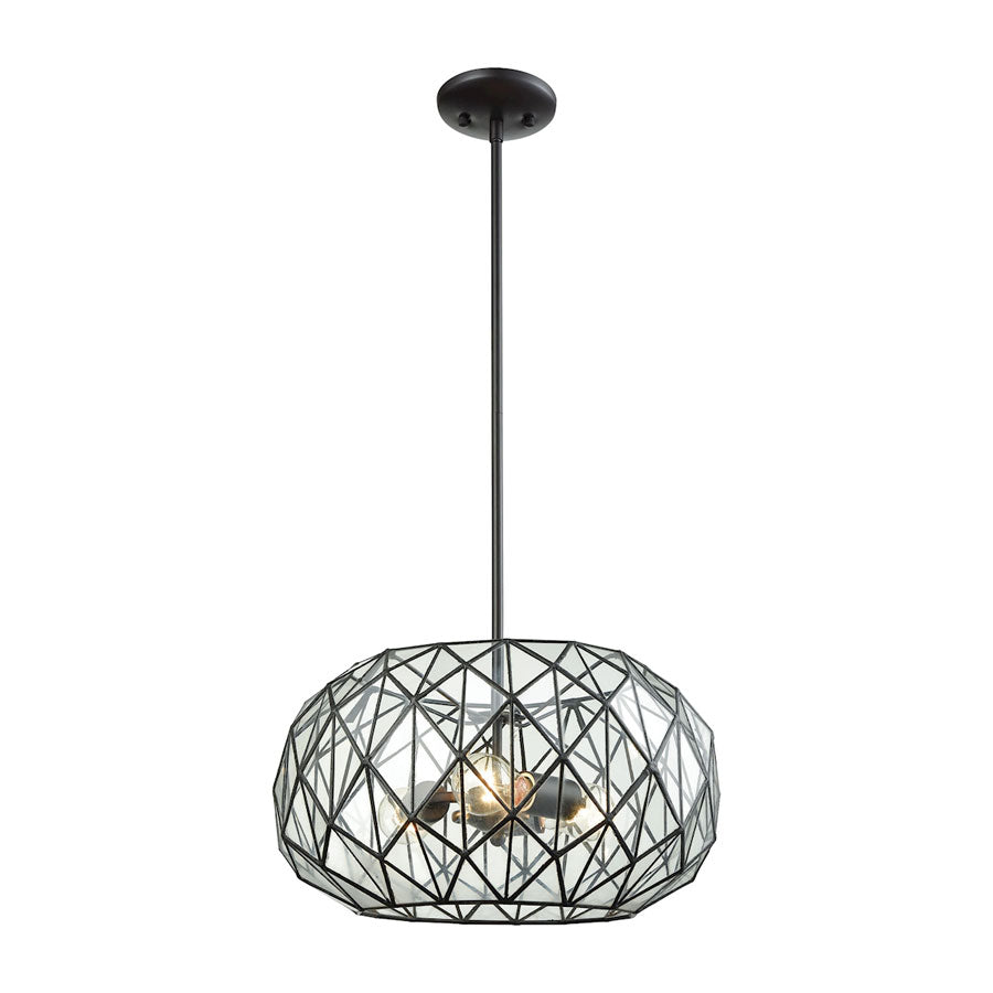 Tetra 3 Light Chandelier in Oil Rubbed Bronze with Clear Glass