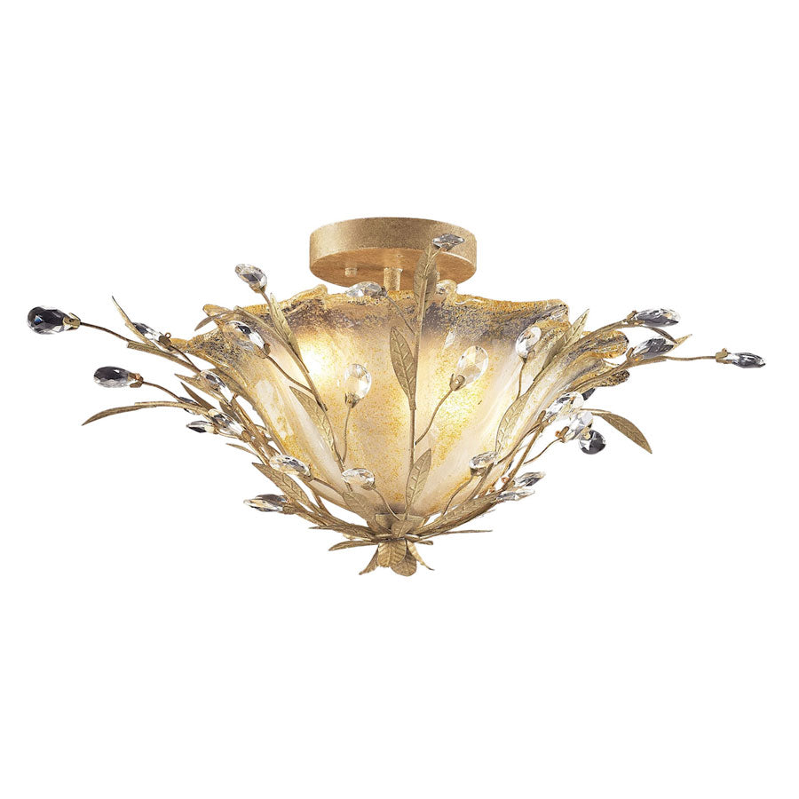 Circeo Vetro Collection 2-Light Flush Mount with A Caramel Hand Formed Glass in A Russ
