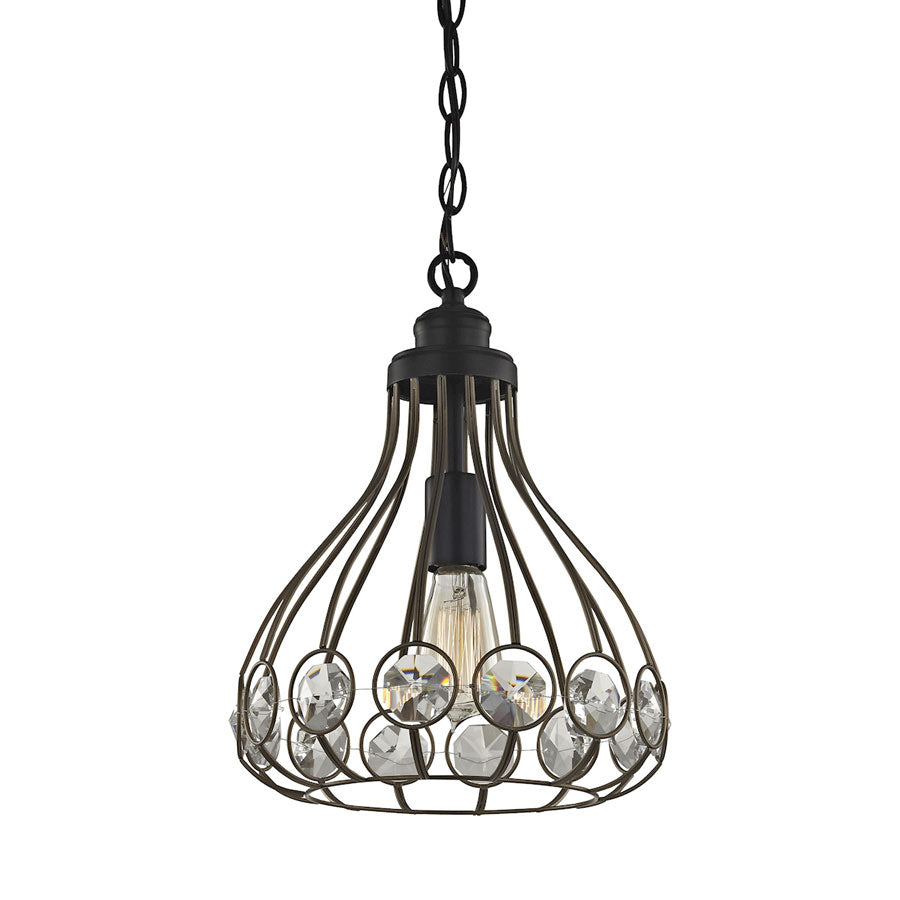 Crystal Web 1 Light Penant in Bronze Gold and Matte Black with Clear Crystal