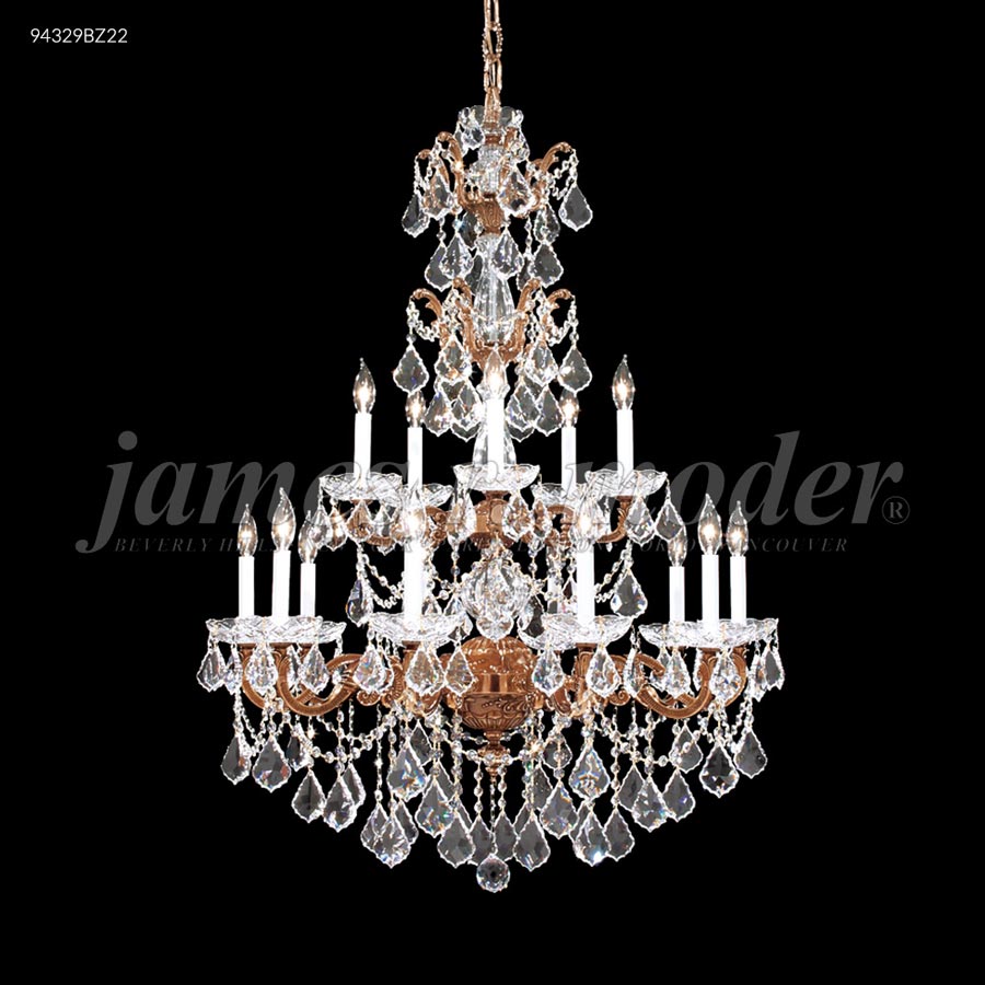 Madrid Cast Brass 15Arm Entry Chandelier - SPECTRA CRYSTAL by Swarovski -Clear