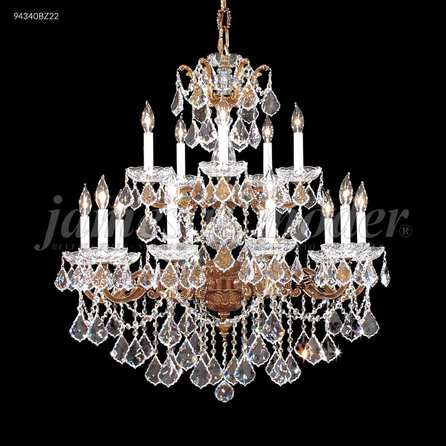 Madrid Cast Brass 15 Arm Chandelier - IMPERIAL Crystal (Golden Teak)