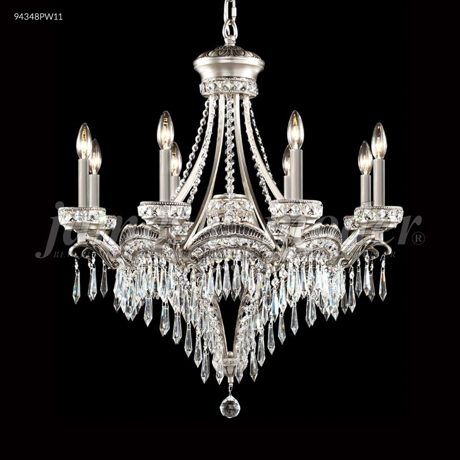 Dynasty Cast Brass 8 Arm Chandelier - SPECTRA CRYSTAL by Swarovski -Clear