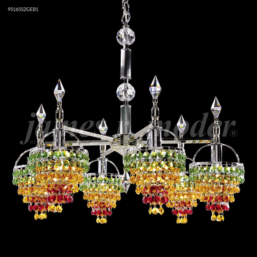Tekno Mini Chandelier w/Basket Heads - IMPERIAL Crystal (Green, Amber & Burgundy)