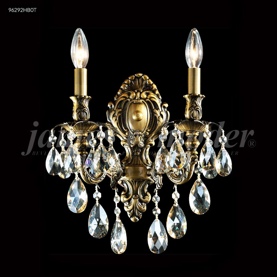 Nova Paris 2 Arm Cast Brass Sconce - Swarovski crystals (Golden Teak)