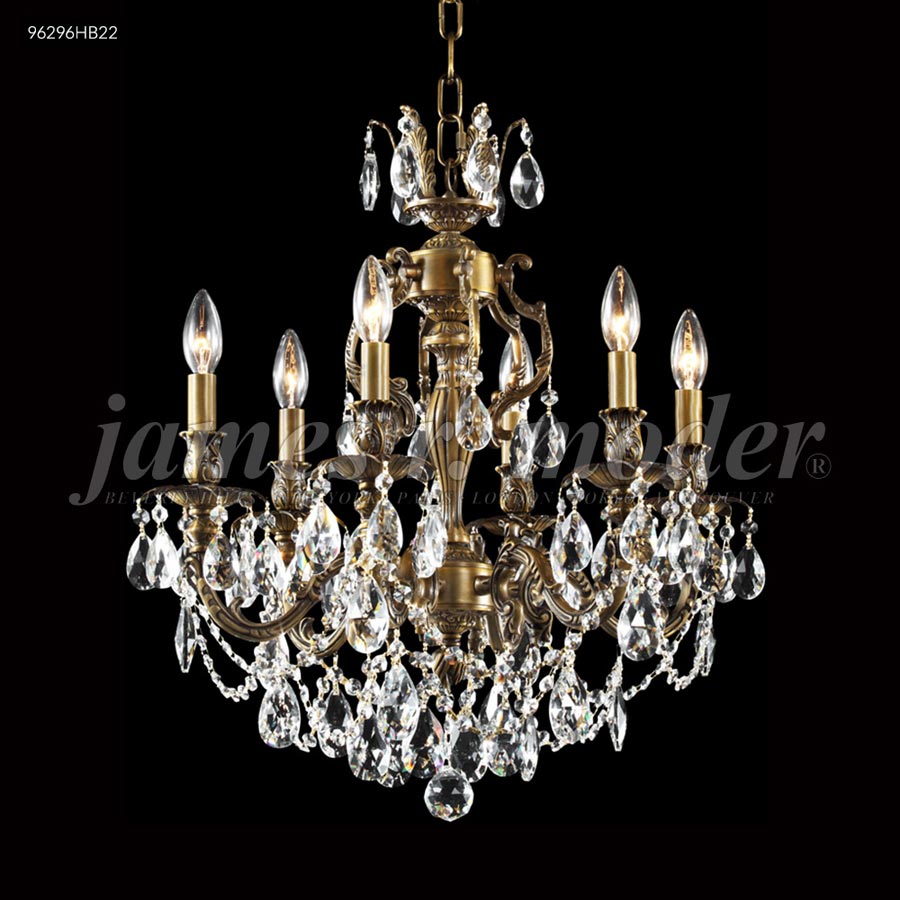 Nova Paris 6 Arm Cast Brass Chand. - IMPERIAL Crystal (Clear)