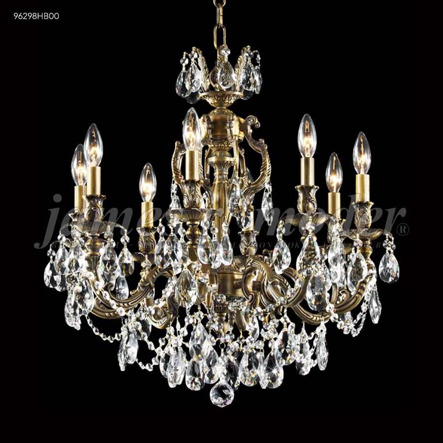Nova Paris 8 Arm Cast Brass Chand. - Swarovski crystals (Clear)