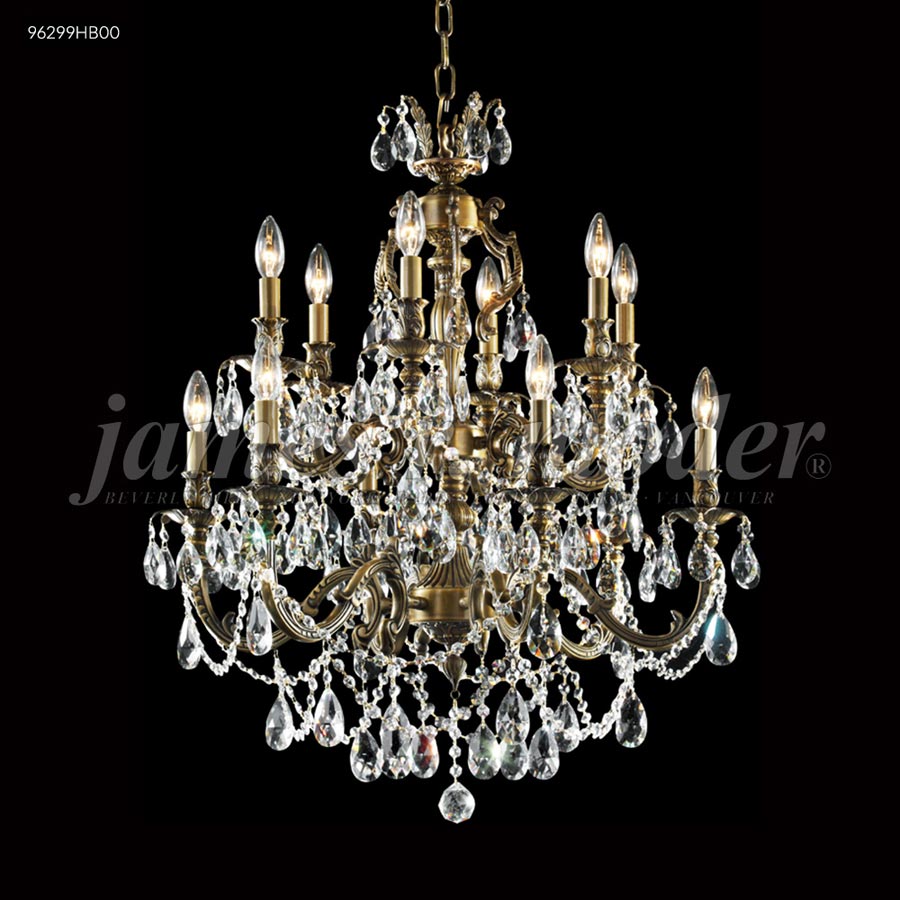 Nova Paris 12 Arm Cast Brass Chand. - Swarovski crystals (Clear)