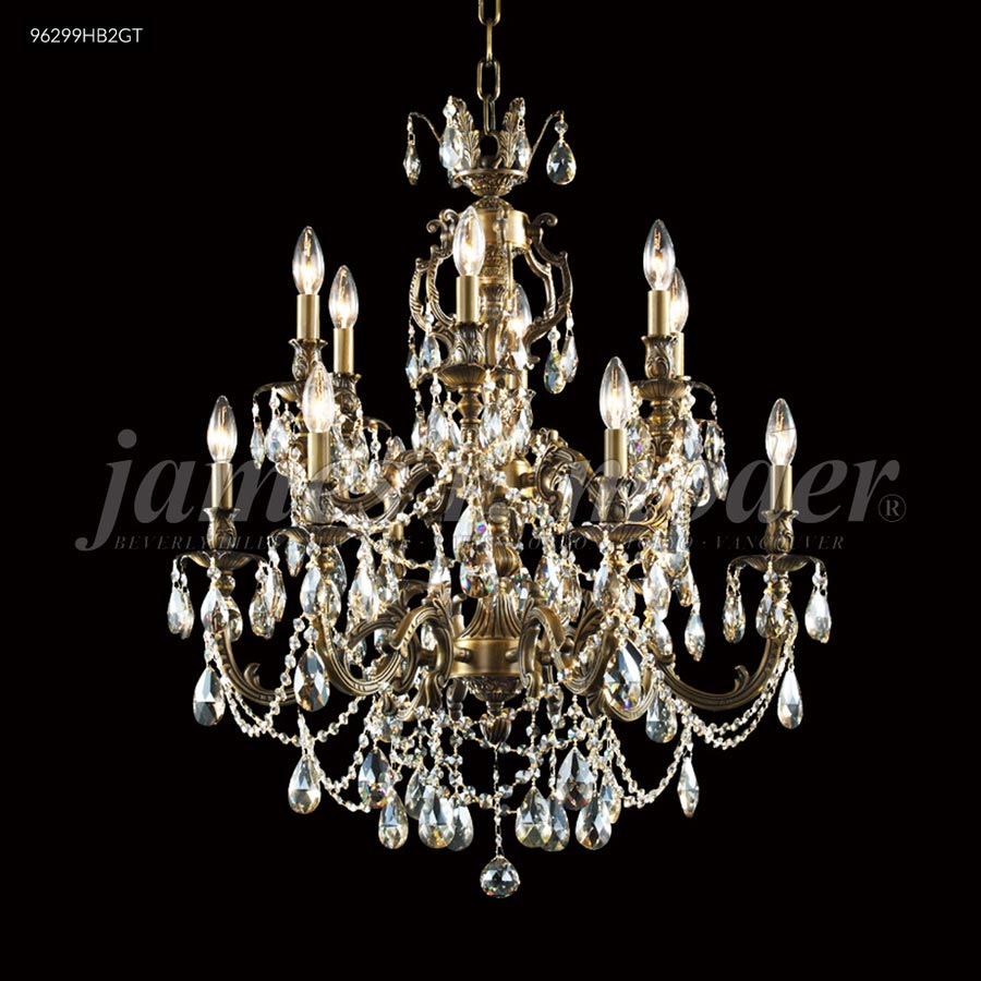 Nova Paris 12 Arm Cast Brass Chand. - IMPERIAL Crystal (Golden Teak)