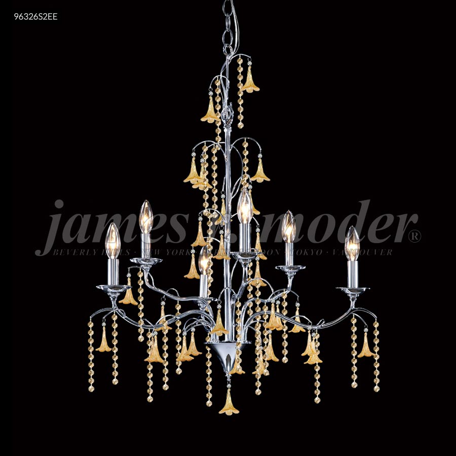 Murano Collection 6 Arm Chandelier - Swarovski Topaz w/Amber Bells