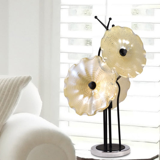Beige Feather 27"H Hand Blown Art Glass Table Lamp